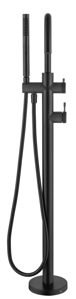 Mica - Fluted Freestanding Bath Mixer with Hand Shower