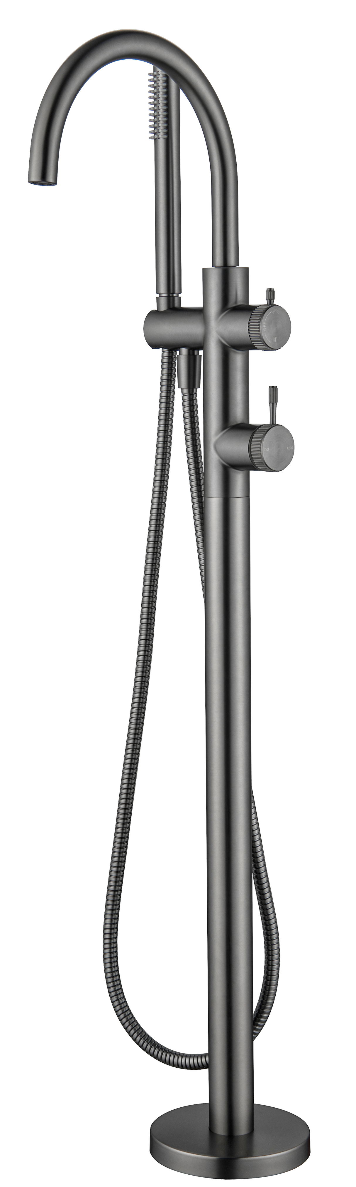 Mica - Fluted Freestanding Bath Mixer with Hand Shower