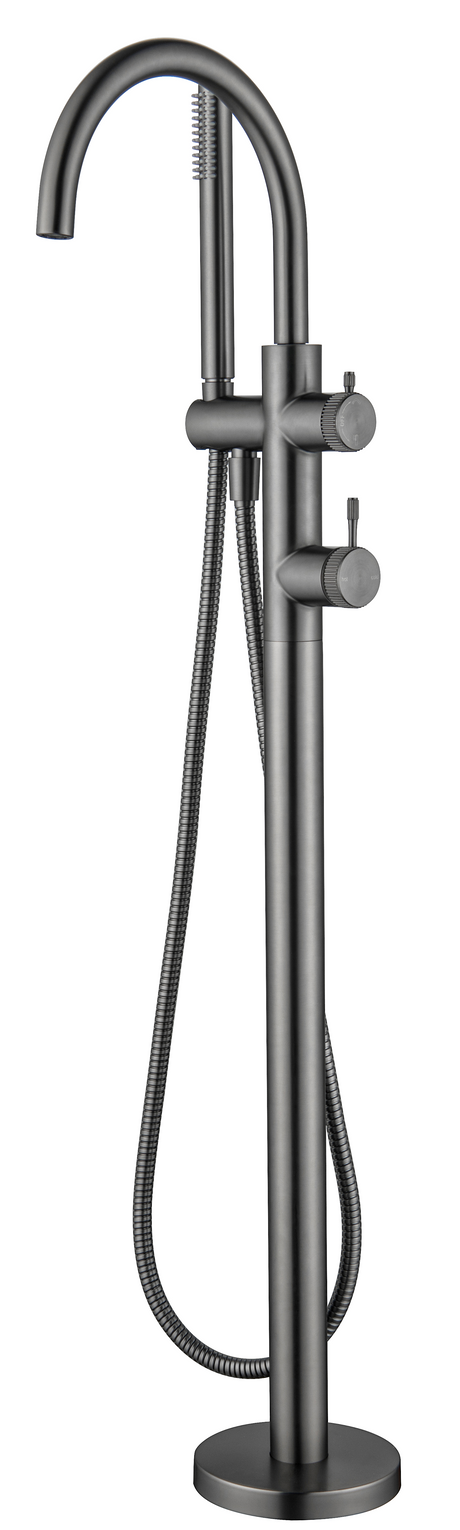 Mica - Fluted Freestanding Bath Mixer with Hand Shower