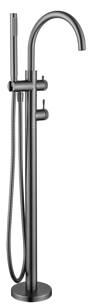 Mica - Fluted Freestanding Bath Mixer with Hand Shower