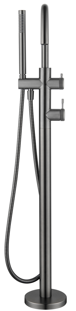 Mica - Fluted Freestanding Bath Mixer with Hand Shower