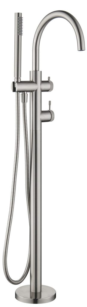 Mica - Fluted Freestanding Bath Mixer with Hand Shower