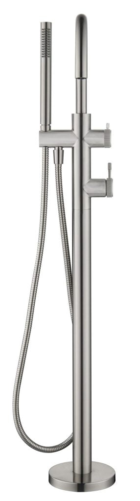 Mica - Fluted Freestanding Bath Mixer with Hand Shower