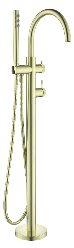 Mica - Fluted Freestanding Bath Mixer with Hand Shower