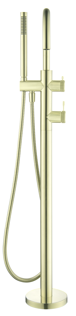 Mica - Fluted Freestanding Bath Mixer with Hand Shower