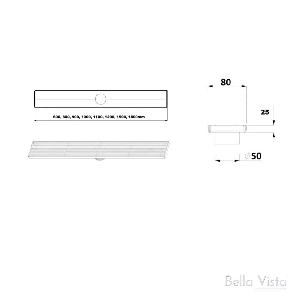 Shower Grate - 900mm Tile Insert Matte Black