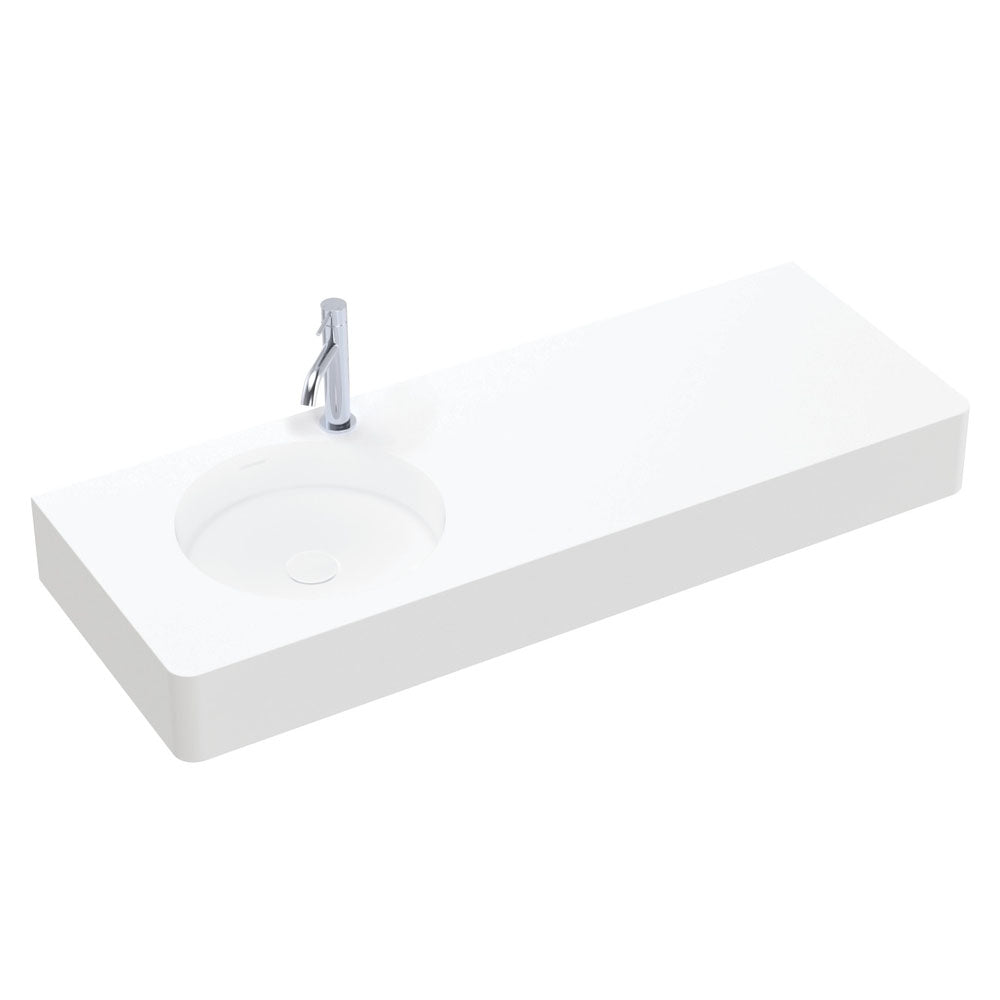 Encanto 1200 Solid Surface Wall Hung Left Hand Basin with Overflow