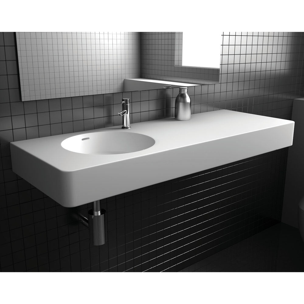 Encanto 1200 Solid Surface Wall Hung Left Hand Basin with Overflow