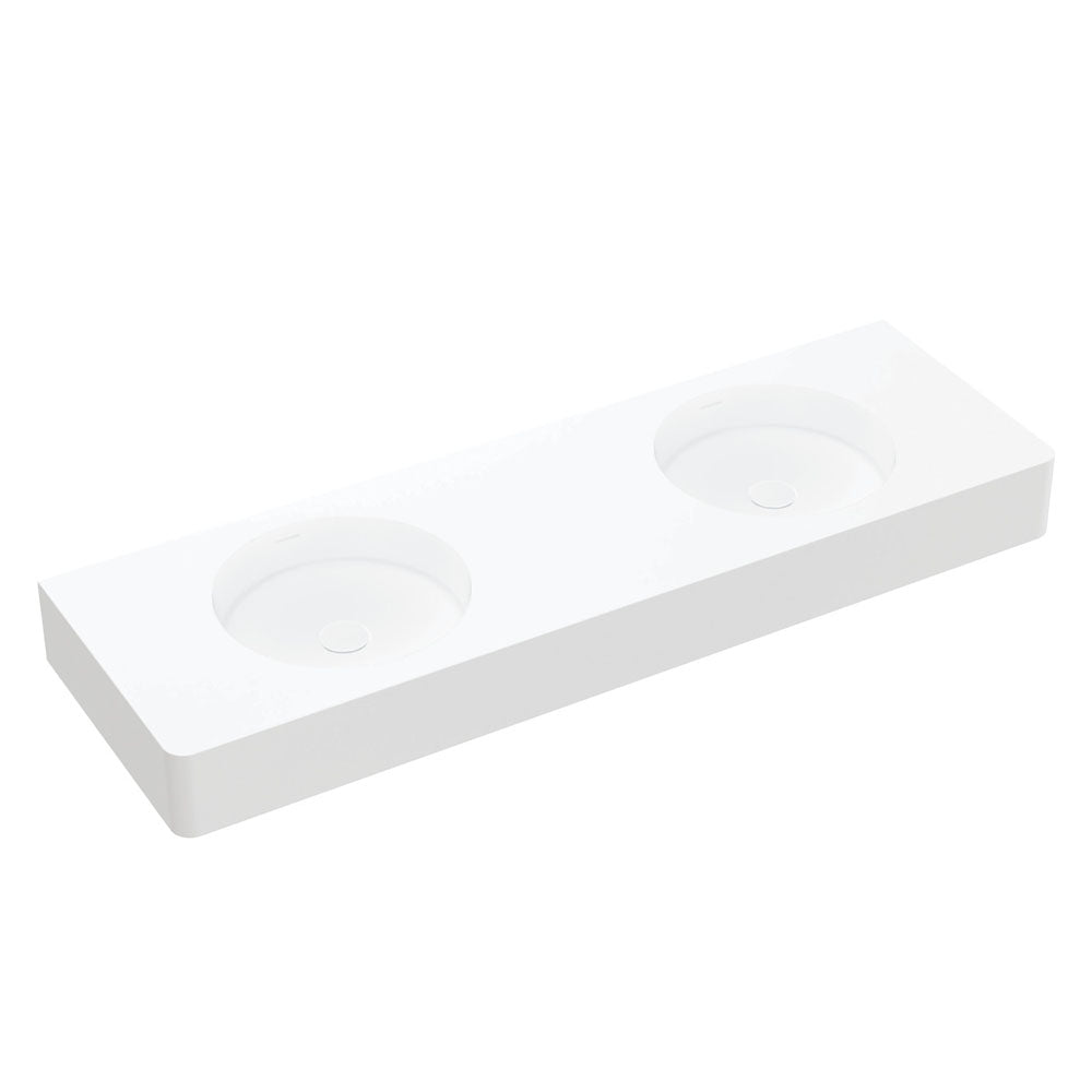 Encanto 1400 Solid Surface Wall Hung Double Basin with Overflow