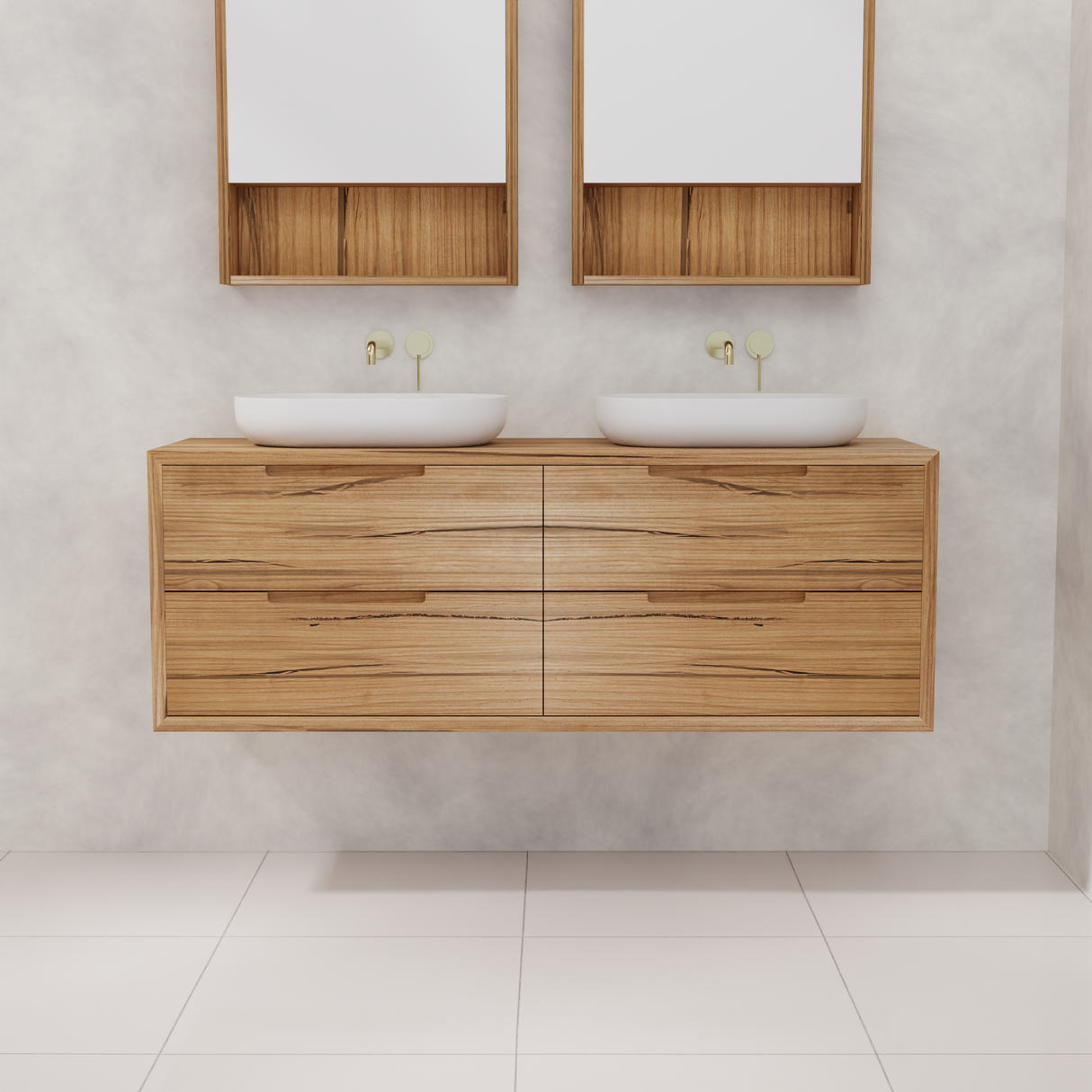 Carini - 1500mm Messmate Vanity with Waterfall Sides