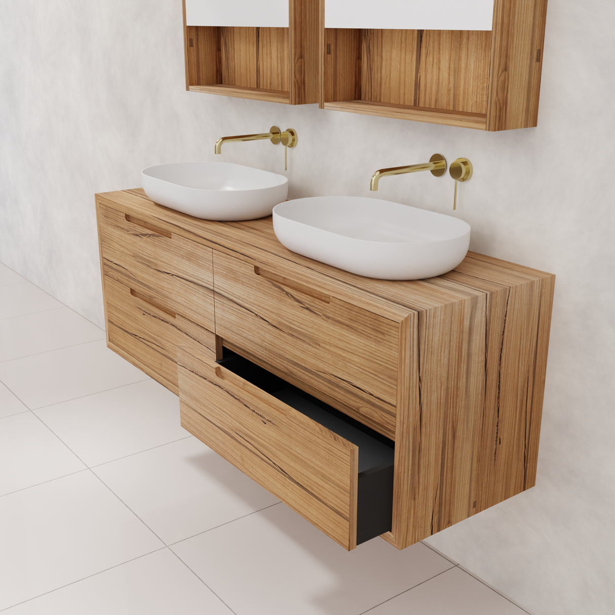 Carini - 1500mm Messmate Vanity with Waterfall Sides