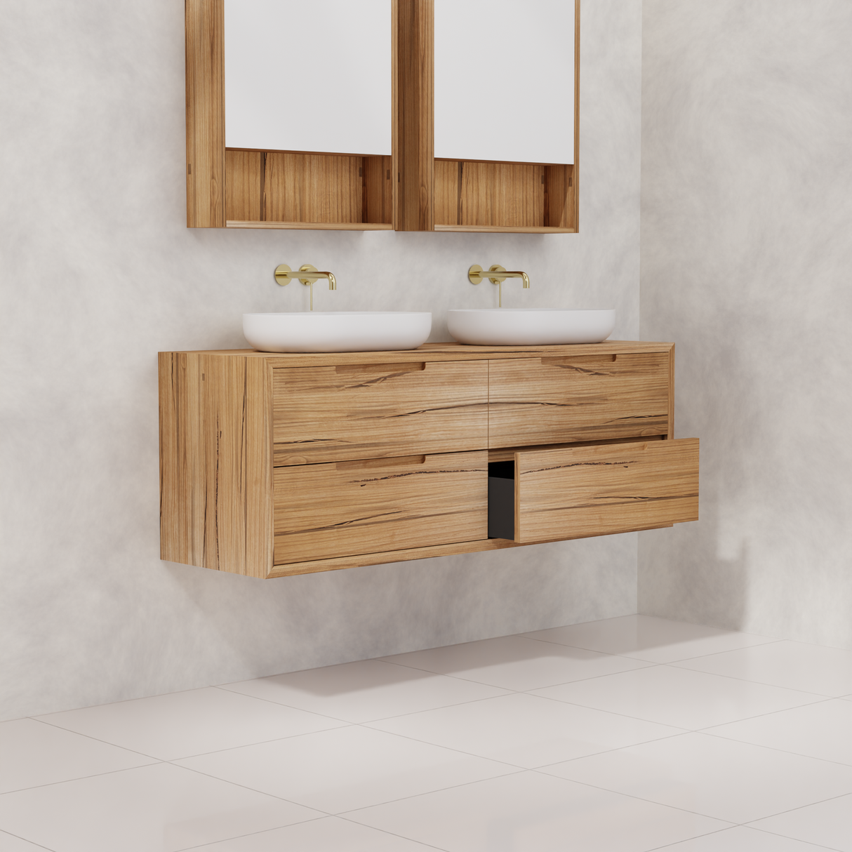 Carini - 1500mm Messmate Vanity with Waterfall Sides