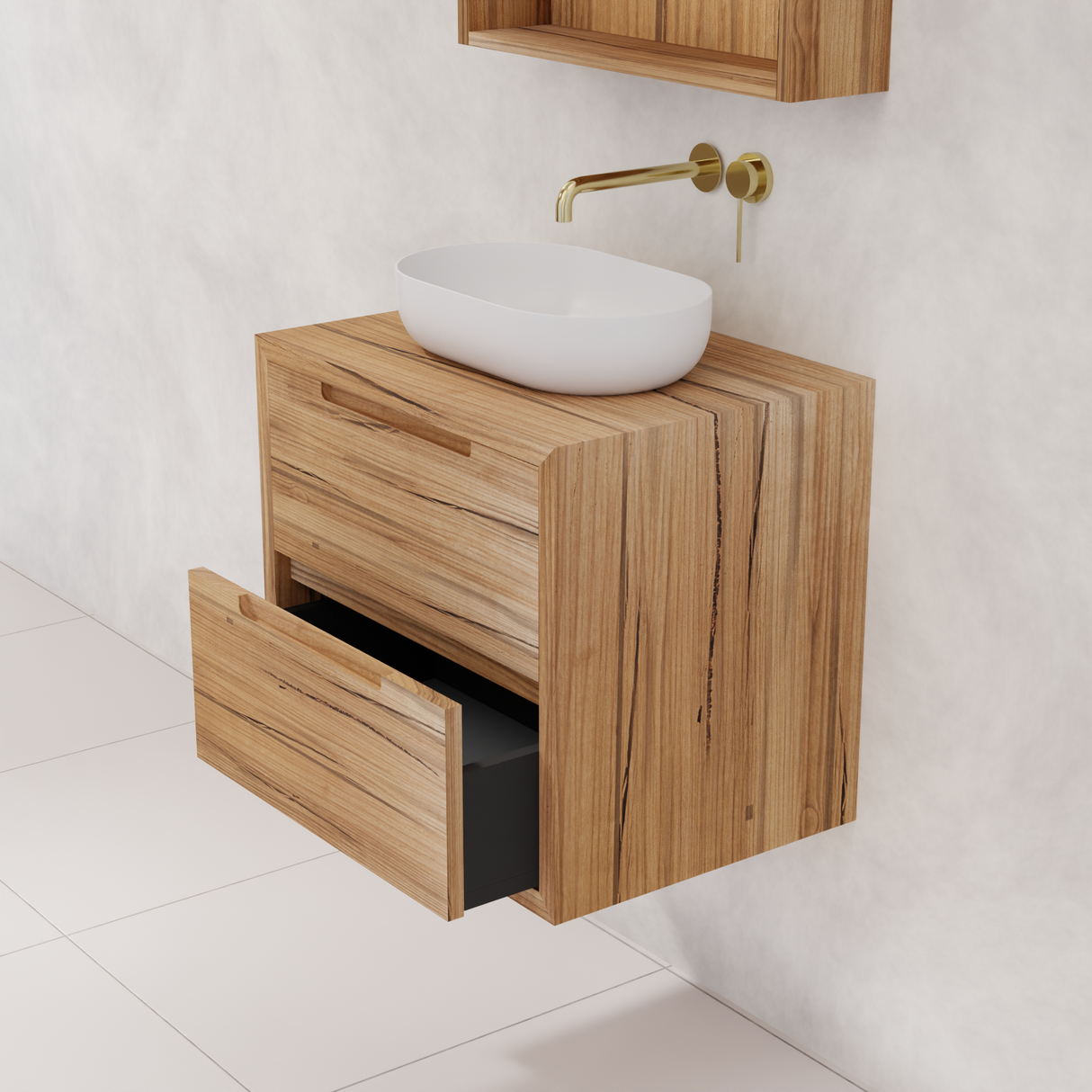 Carini - 600mm Messmate Vanity with Waterfall Sides