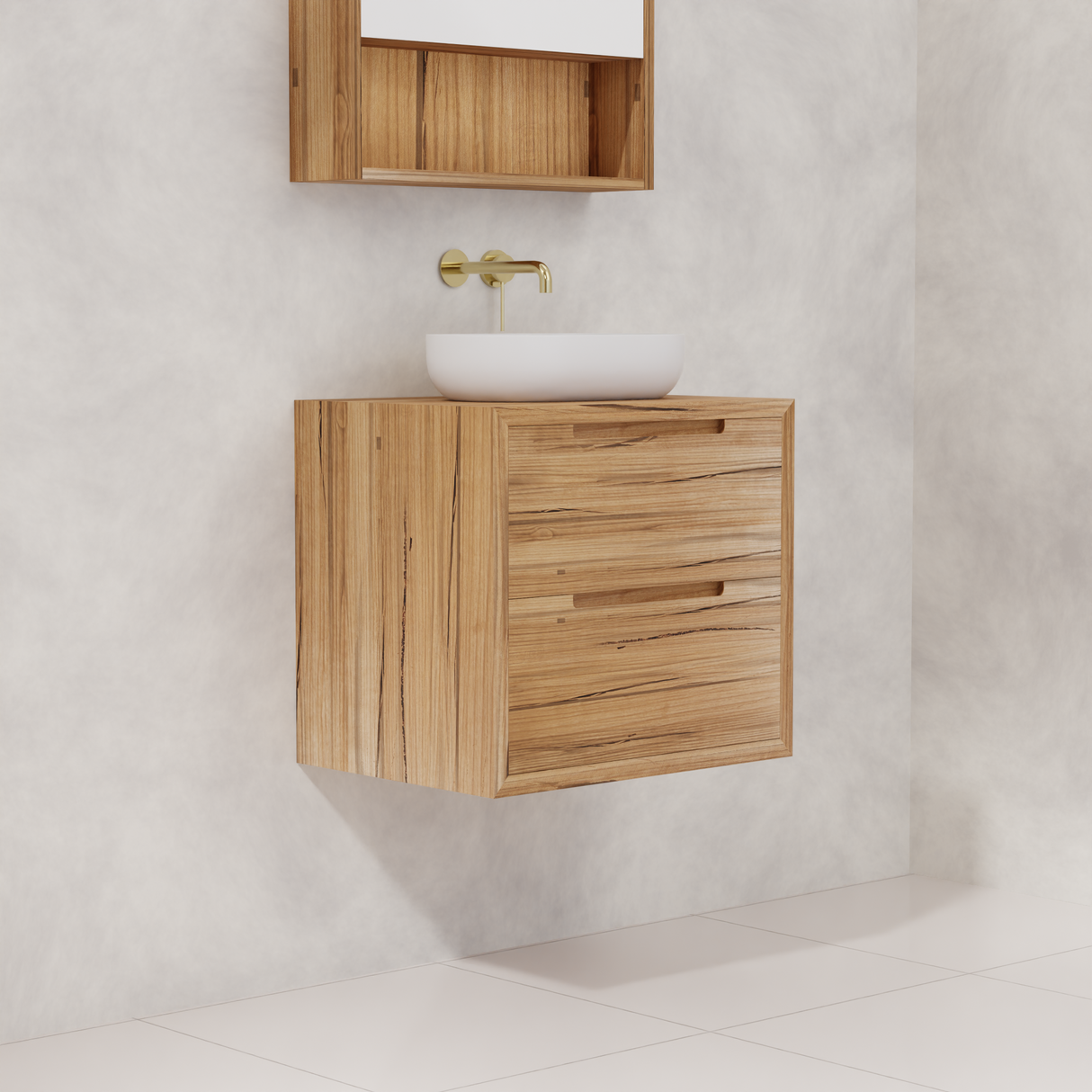 Carini - 600mm Messmate Vanity with Waterfall Sides