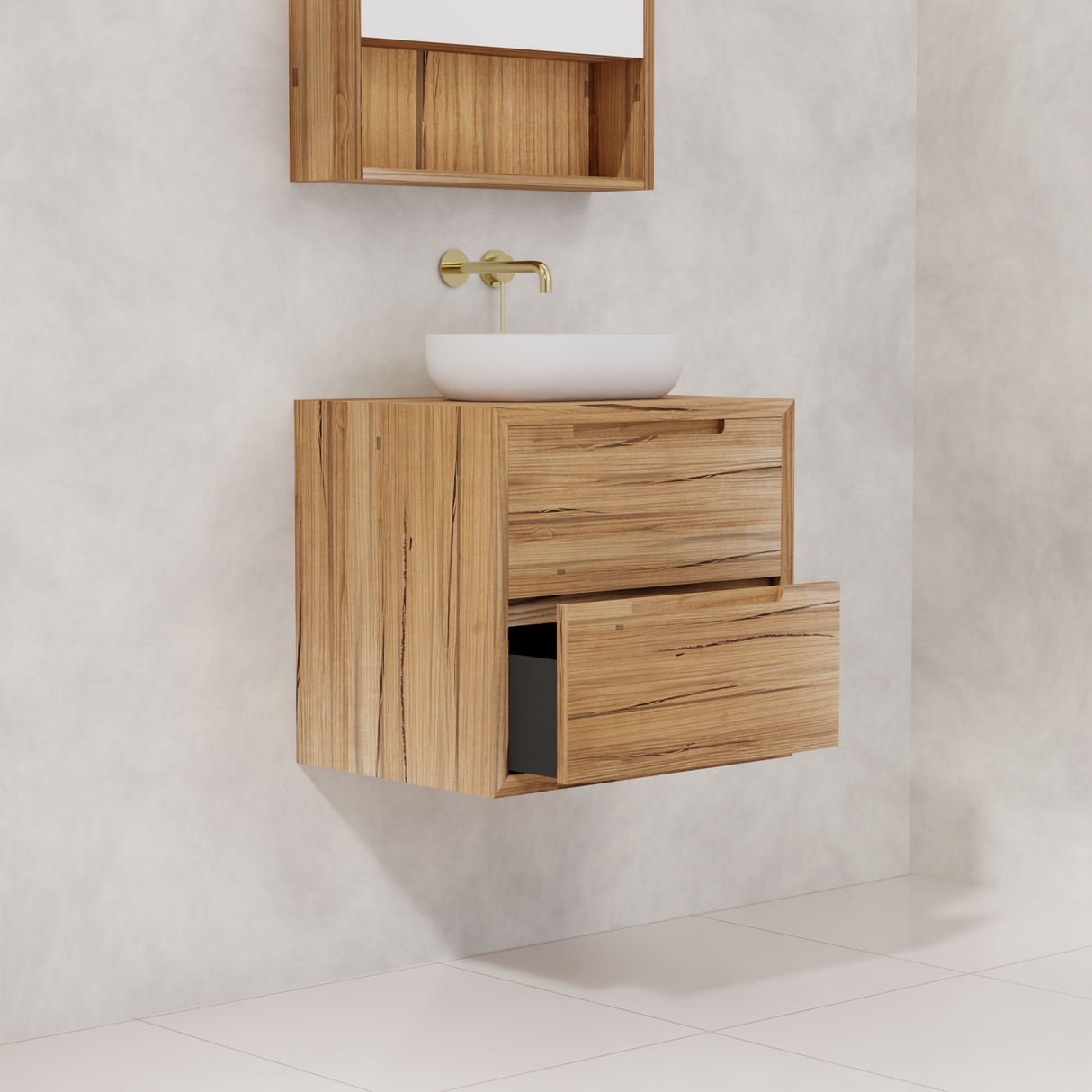 Carini - 600mm Messmate Vanity with Waterfall Sides