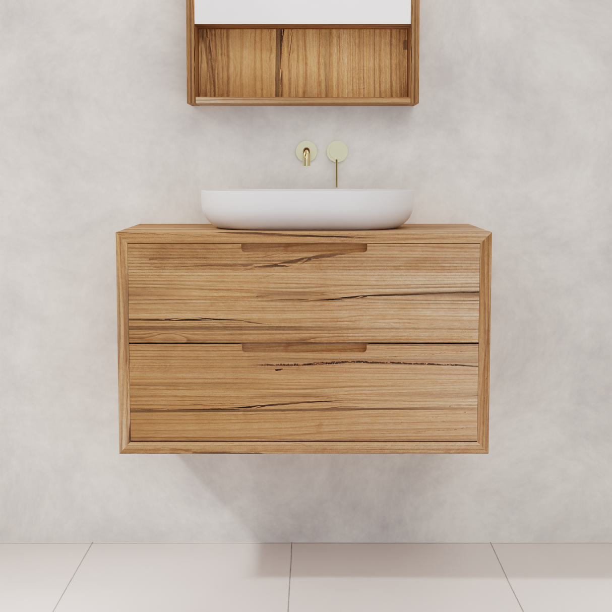 Carini - 900mm Messmate Vanity with Waterfall Sides