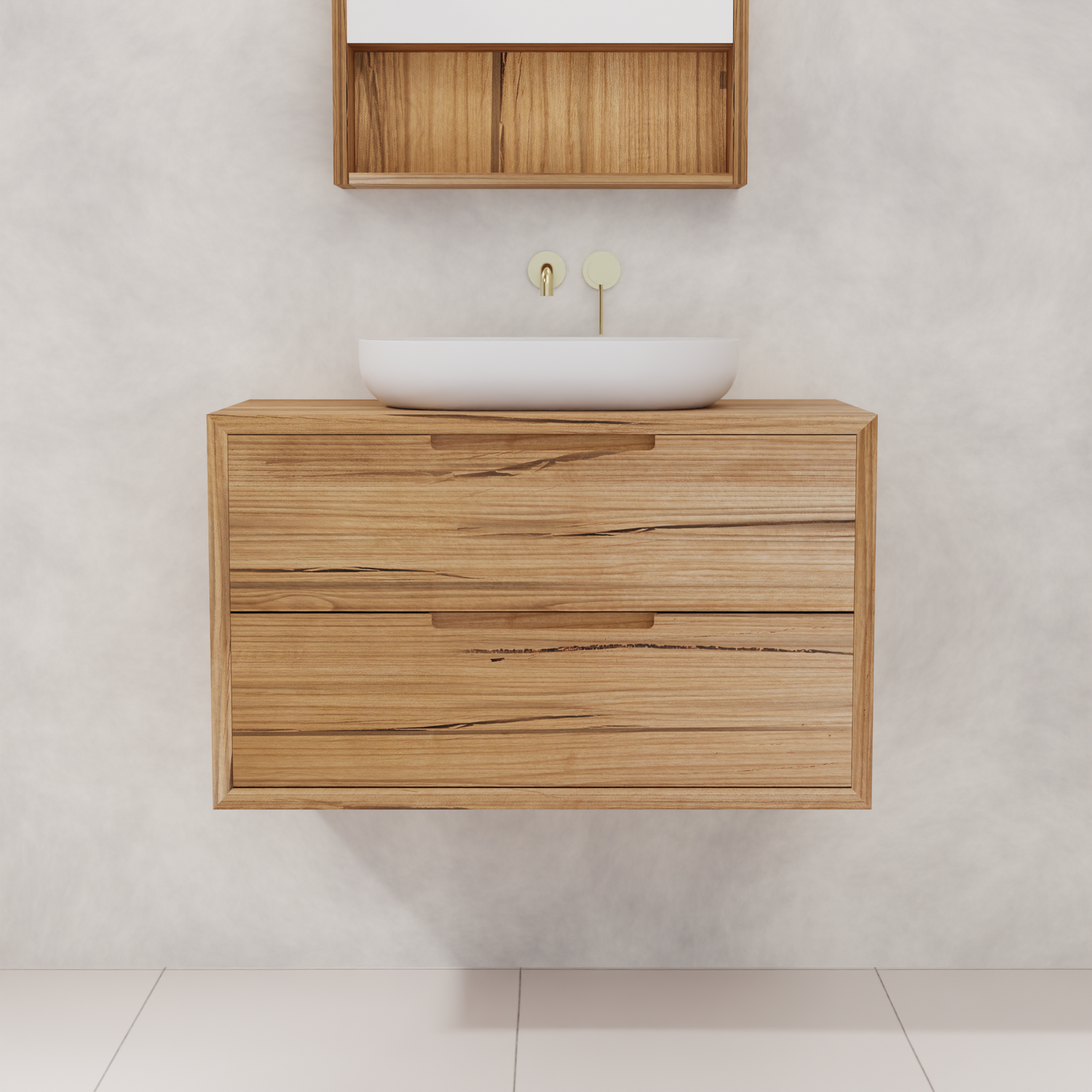 Carini - 900mm Messmate Vanity with Waterfall Sides