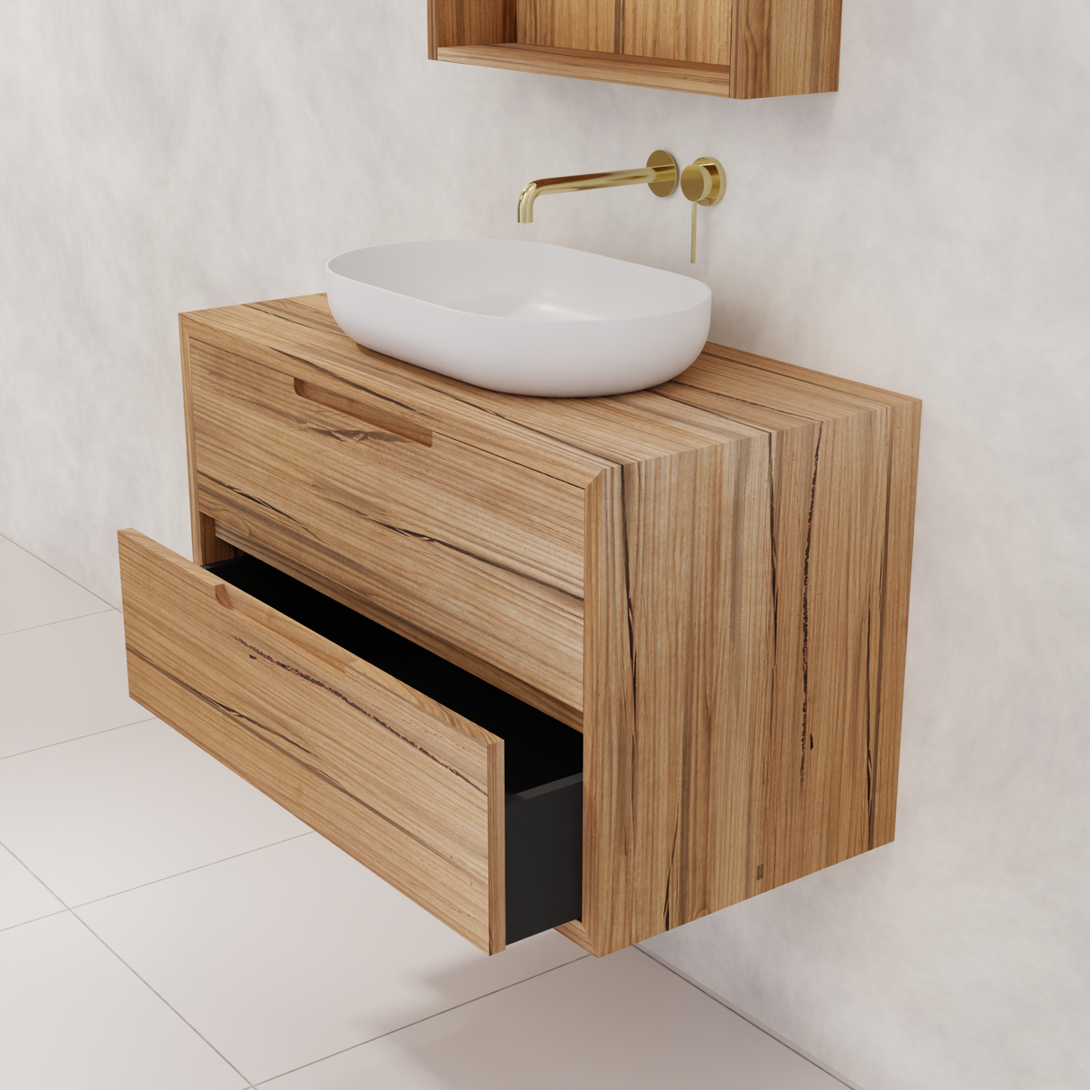 Carini - 900mm Messmate Vanity with Waterfall Sides