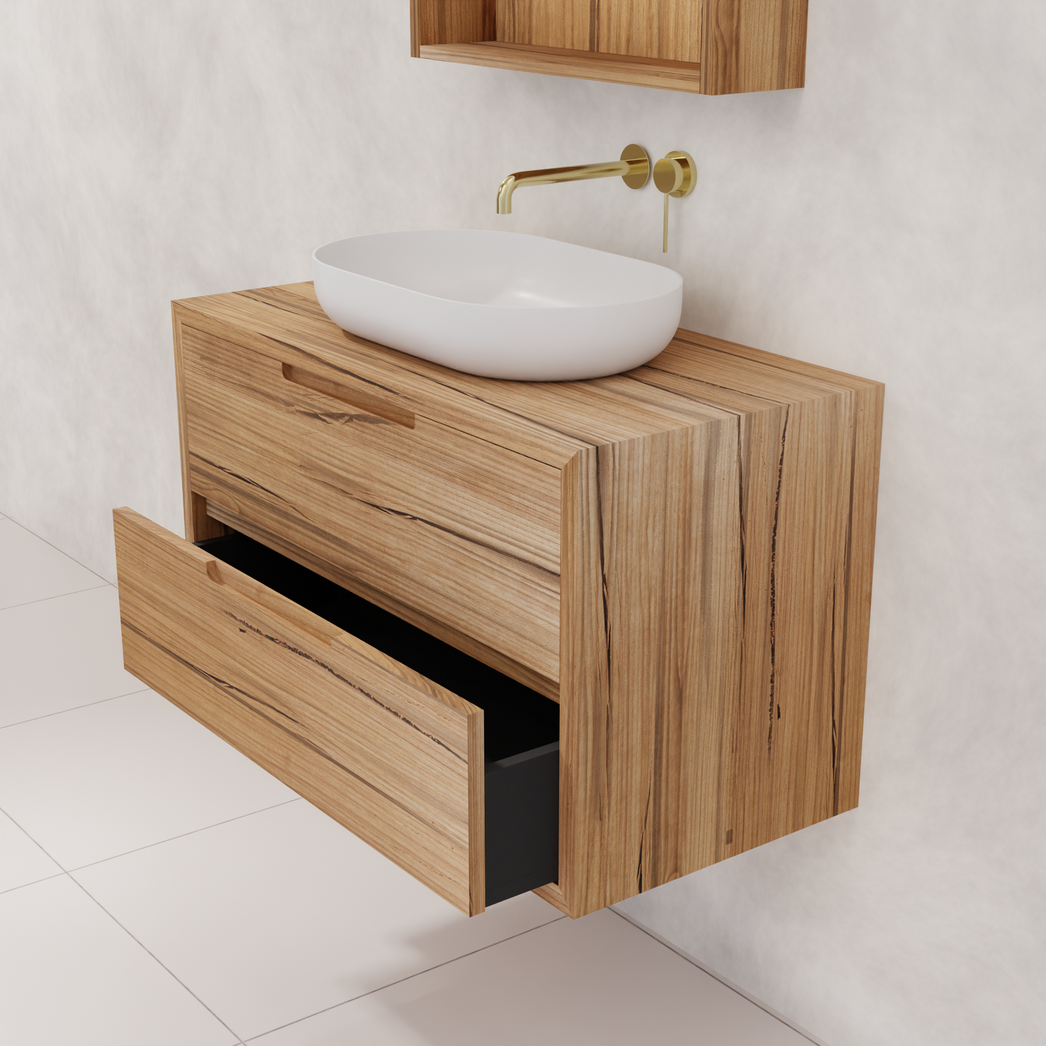 Carini - 900mm Messmate Vanity with Waterfall Sides