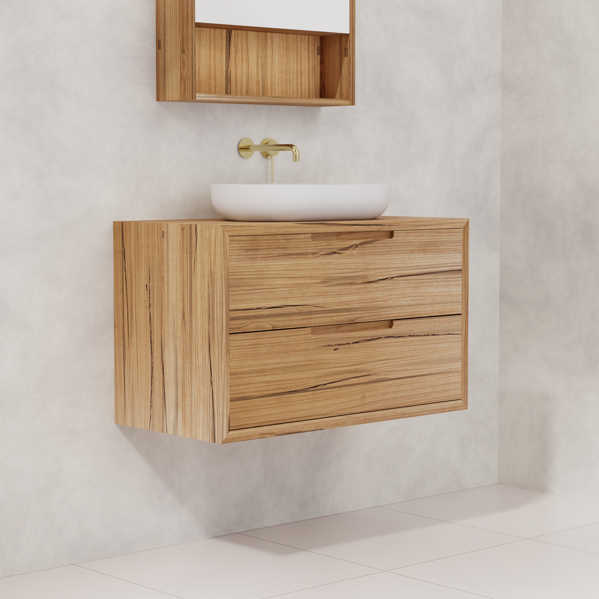 Carini - 900mm Messmate Vanity with Waterfall Sides