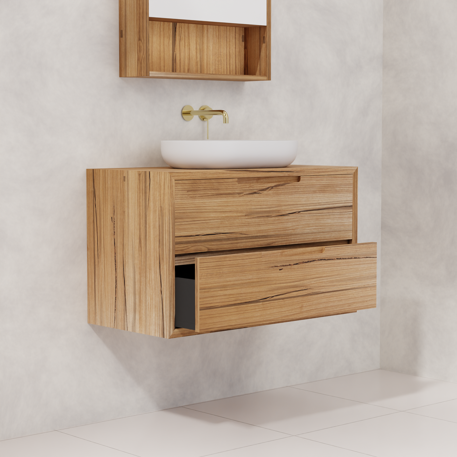 Carini - 900mm Messmate Vanity with Waterfall Sides