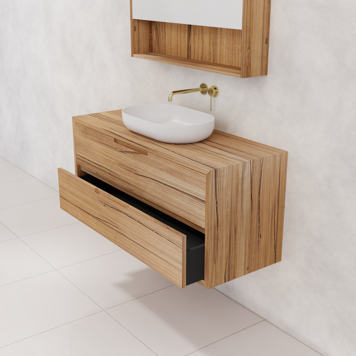 Carini - 1200mm Messmate Vanity with Waterfall Sides