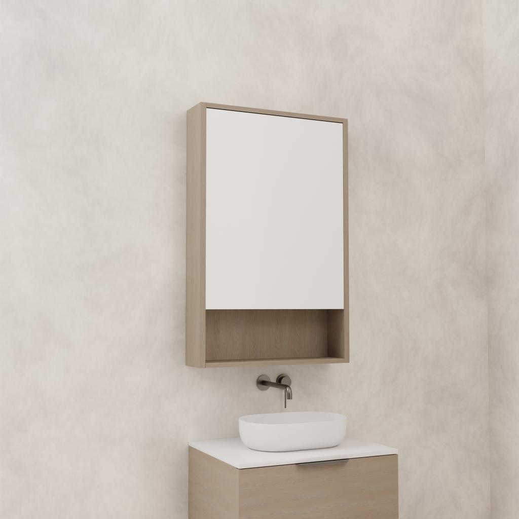 Carini - 600mm Smoked Ash Shaving Cabinet