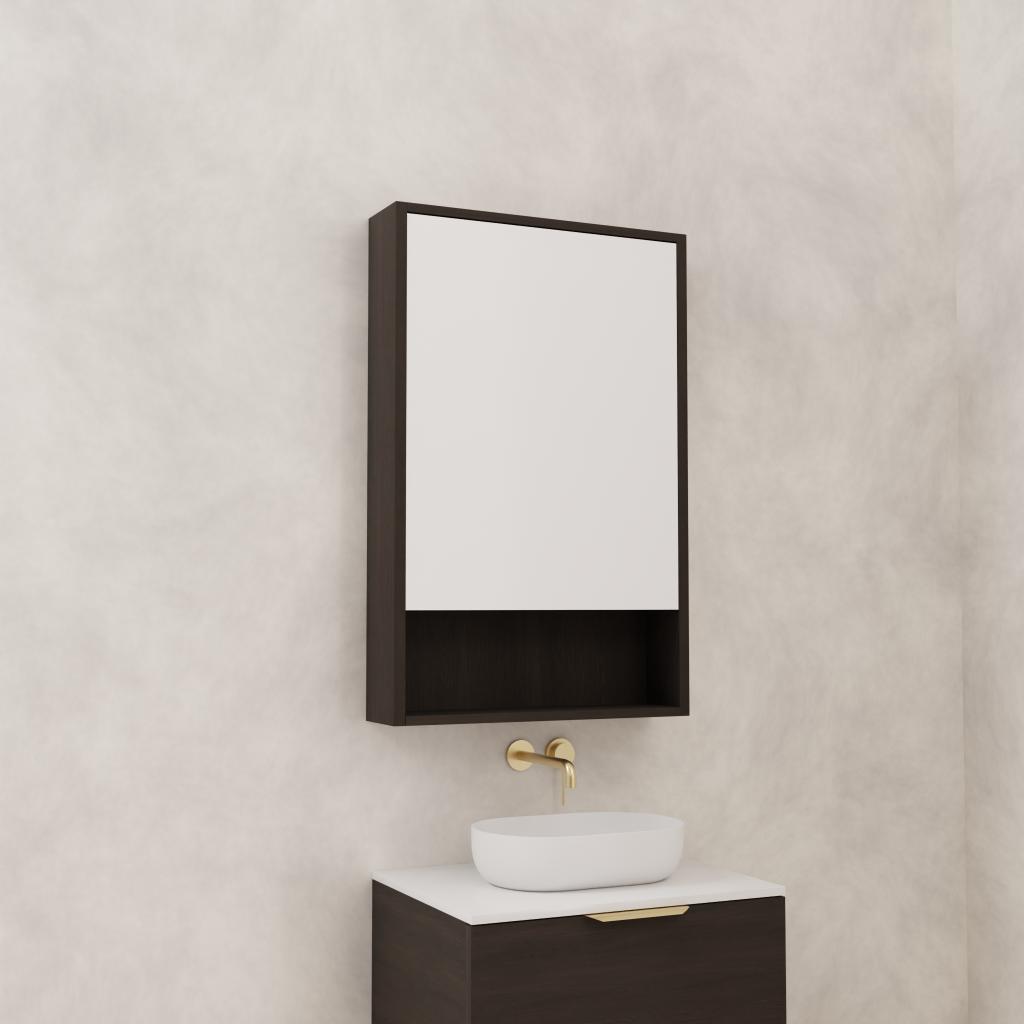 Carini - 600mm Smoked Onyx Shaving Cabinet