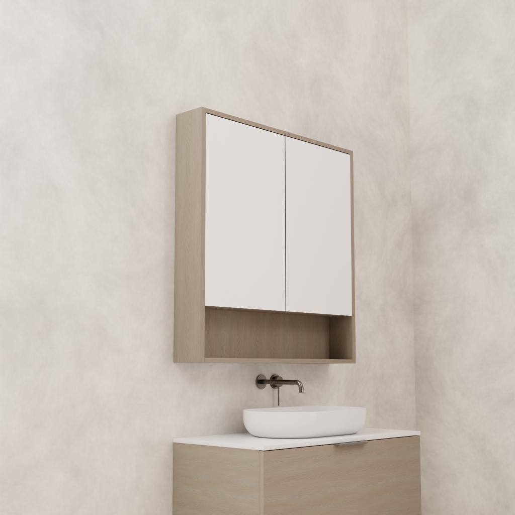 Carini - 900mm Smoked Ash Shaving Cabinet