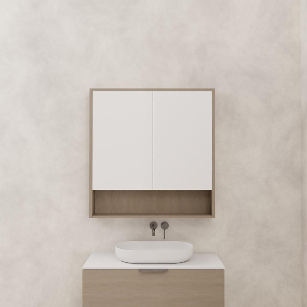 Carini - 900mm Smoked Ash Shaving Cabinet