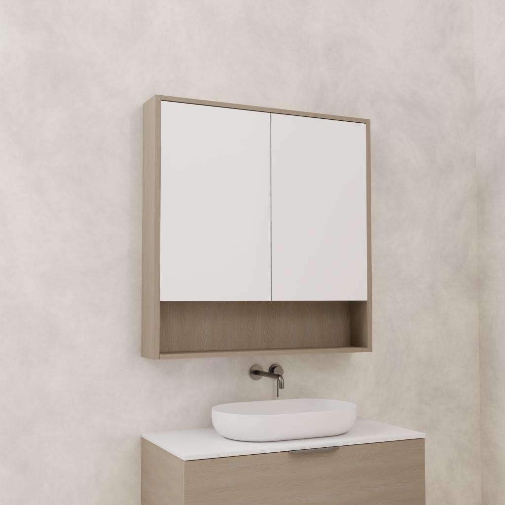 Carini - 900mm Smoked Ash Shaving Cabinet