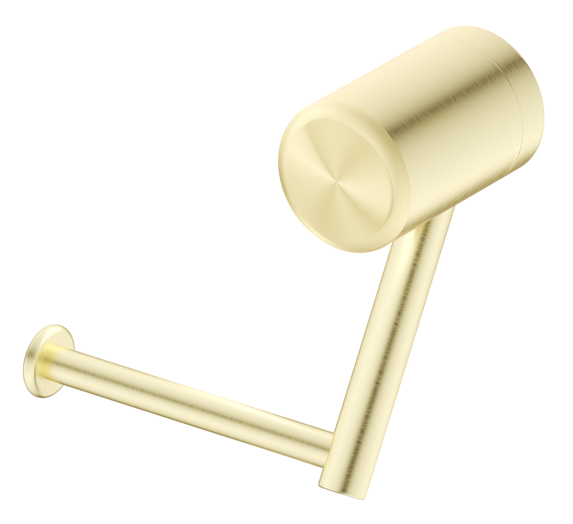 Mica Care heavy-duty toilet roll holder in French gold on a white background.