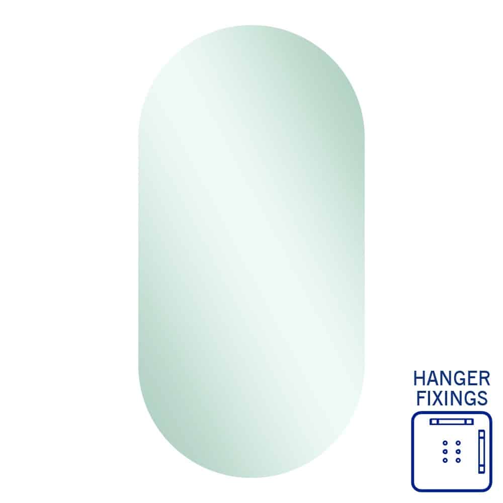 Ablaze - Duke Polished Edge Pill Mirror 500x1000mm with Hangers