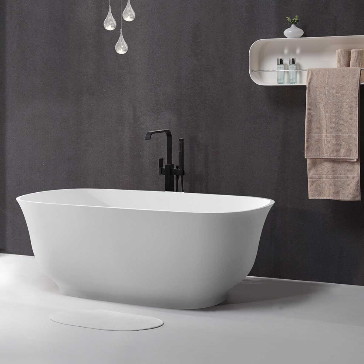 Evie - 1700mm Matte White Solid Surface Freestanding Bath