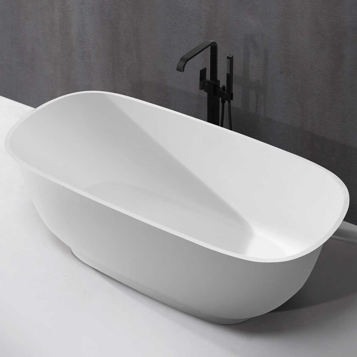Evie - 1700mm Matte White Solid Surface Freestanding Bath