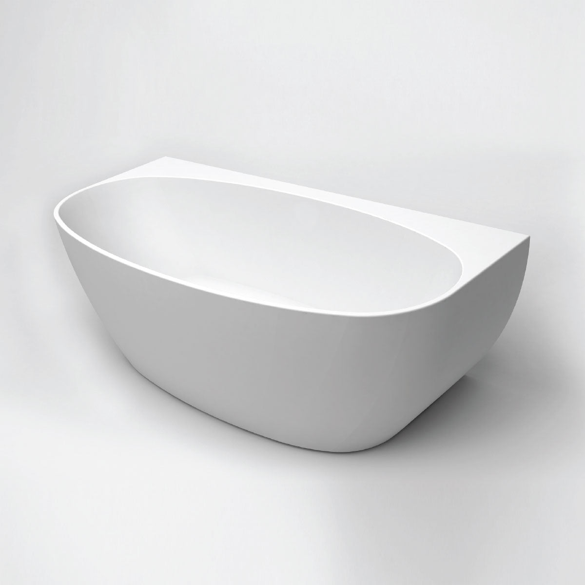 Evelyn - 1500mm Gloss White Back-to-Wall Lucite Acrylic Bath
