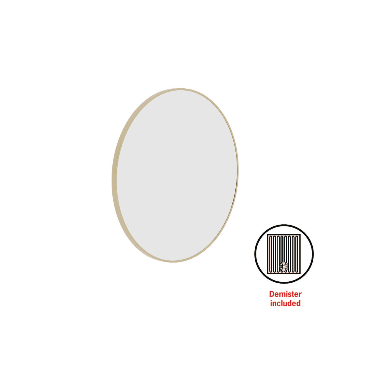 Ablaze - Georgia Round Gold Framed Mirror - 600mmØ - Includes Mirror Demister