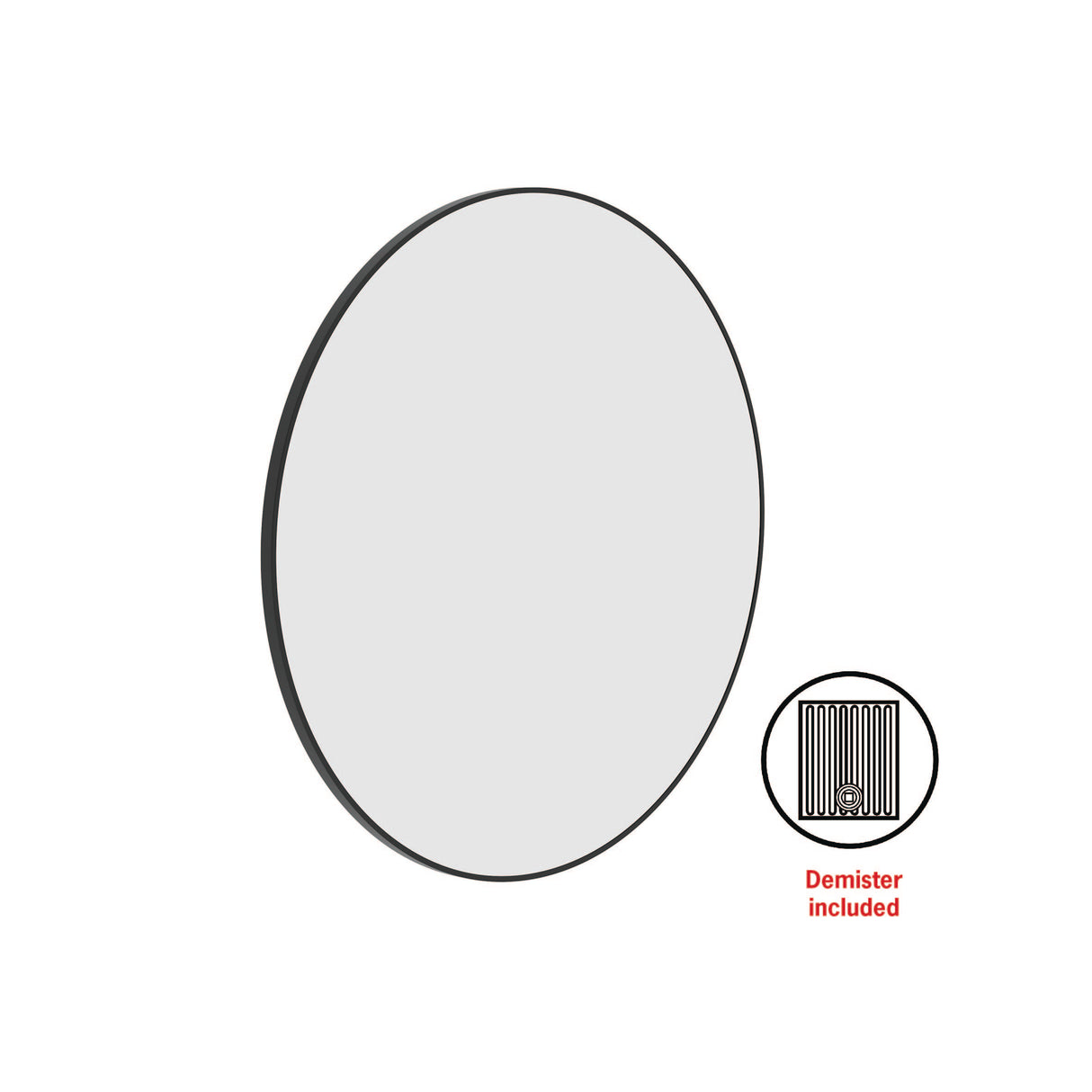 Ablaze - Georgia Round Black Framed Mirror - 900mmØ - Includes Mirror Demister