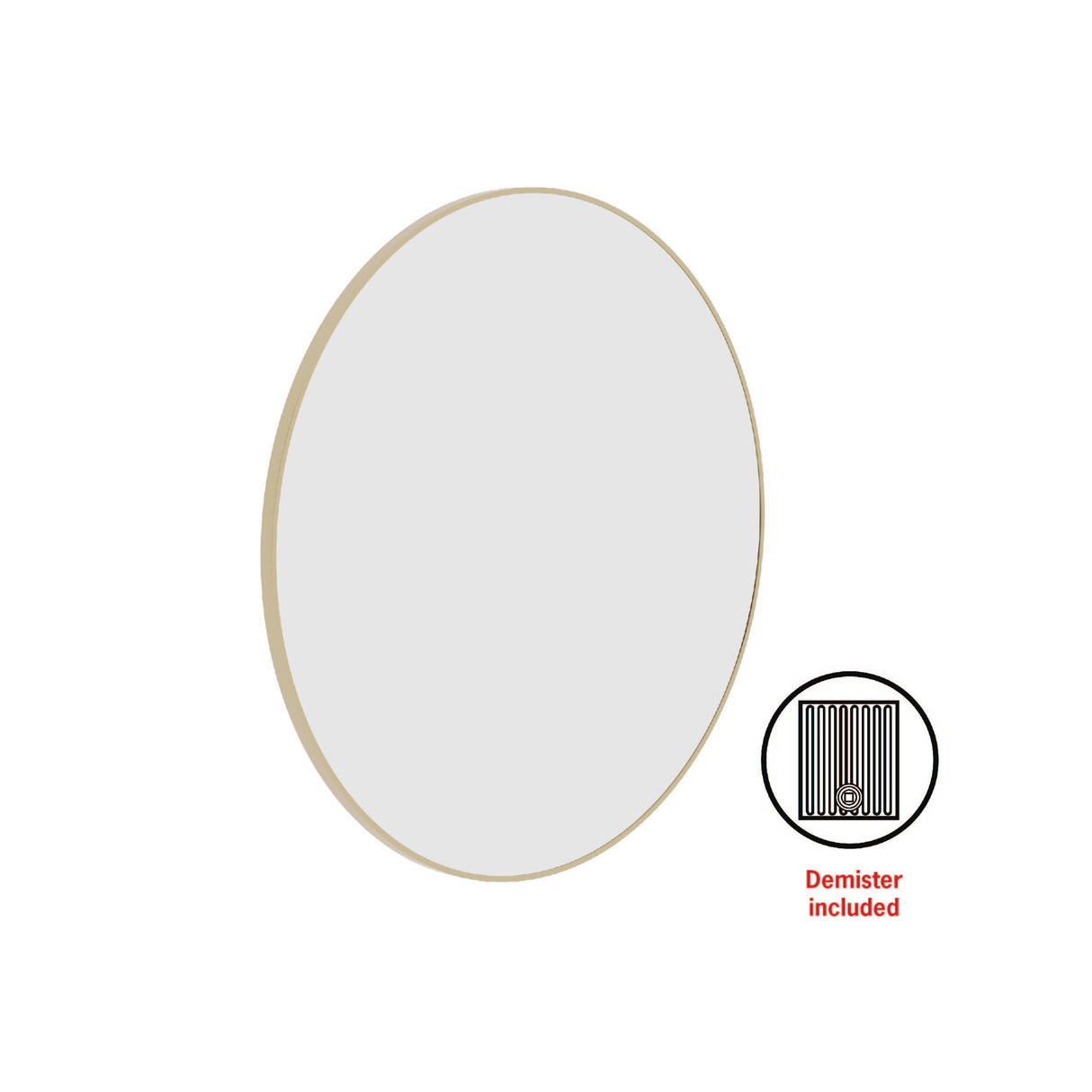 Ablaze - Georgia Round Gold Framed Mirror - 900mmØ - Includes Mirror Demister