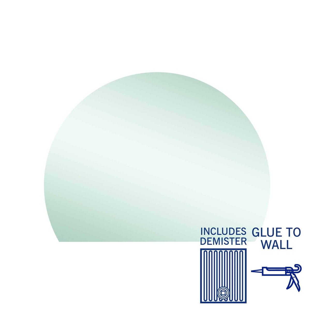 Ablaze - Hamilton D Shaped Polished Edge Mirror - 1200x900mm Glue-to-wall and Demister