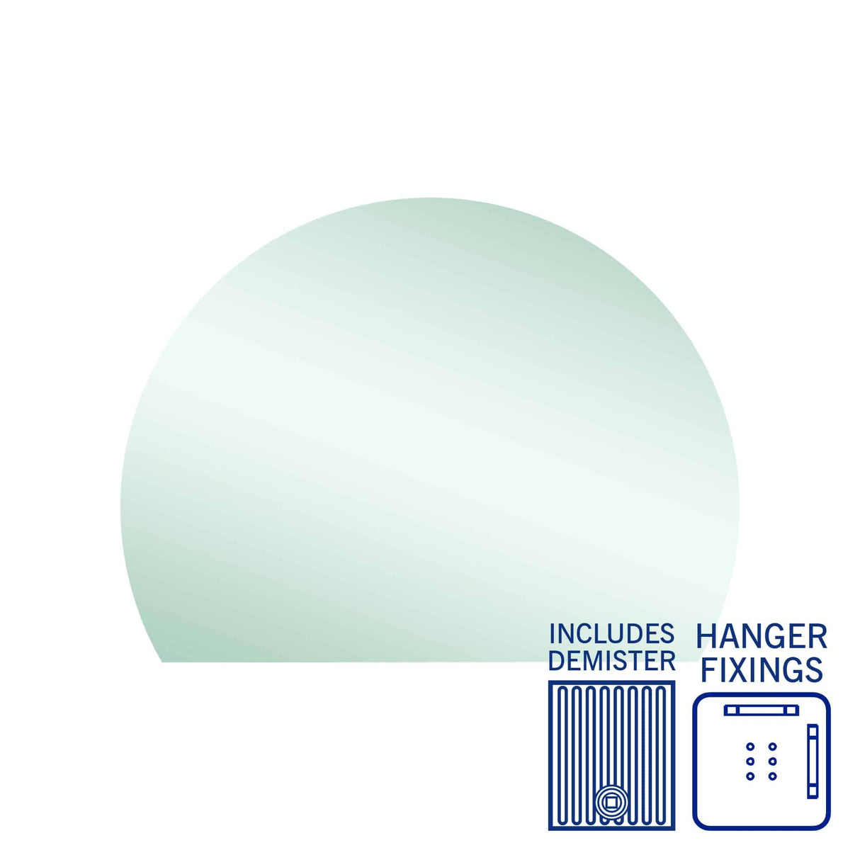 Ablaze - Hamilton D Shaped Polished Edge Mirror - 1200x900mm with Hangers and Demister