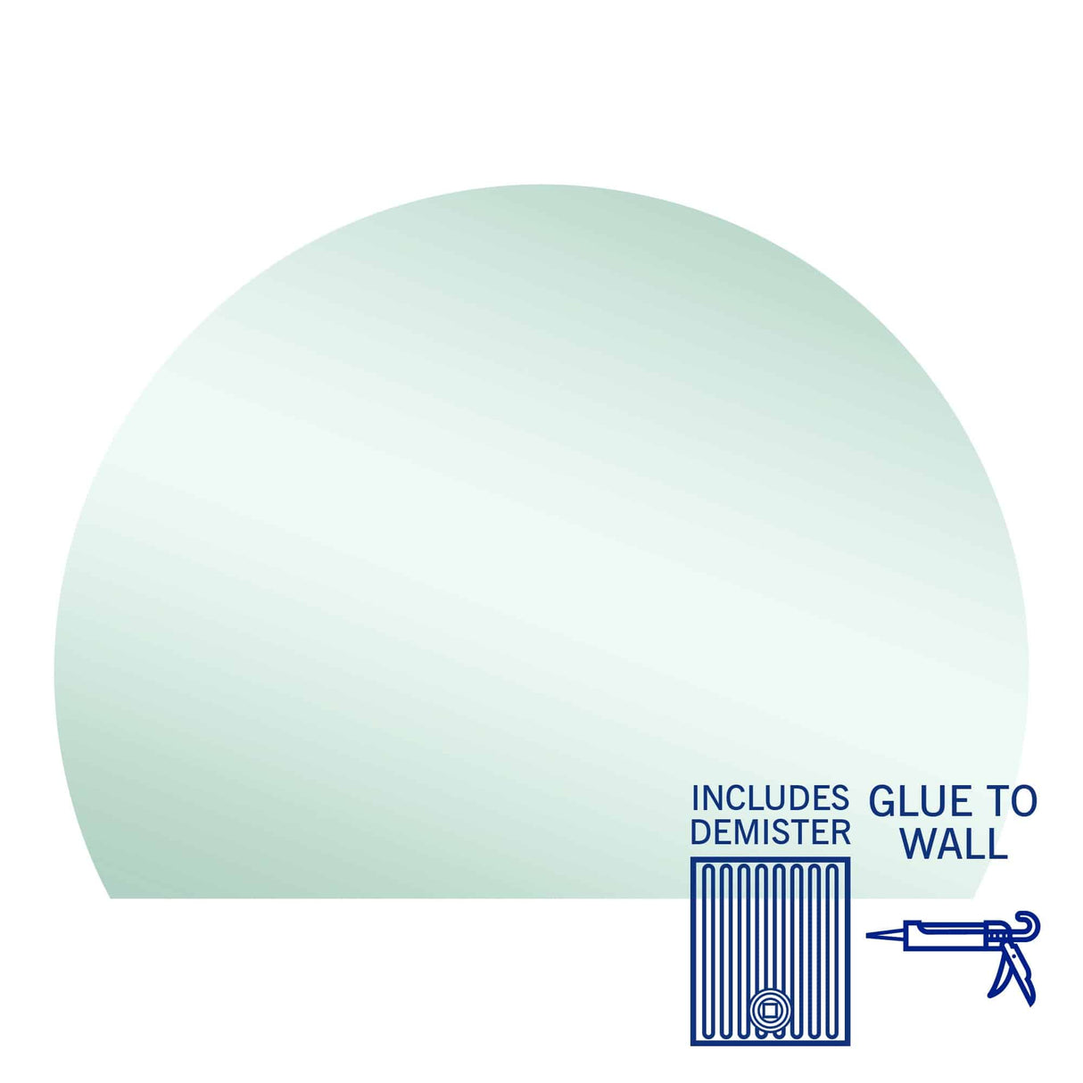 Ablaze - Hamilton D Shaped Polished Edge Mirror - 1500x1100mm Glue-to-wall and Demister