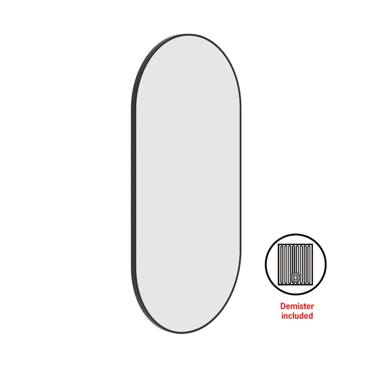 Ablaze - Havana Pill Black Framed Mirror - 500x1000mm - Includes Mirror Demister