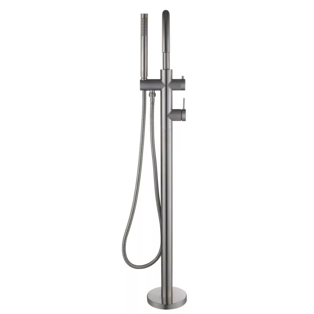 Mica - Brushed Nickel Freestanding Bath Spout, Mixer, and Handshower
