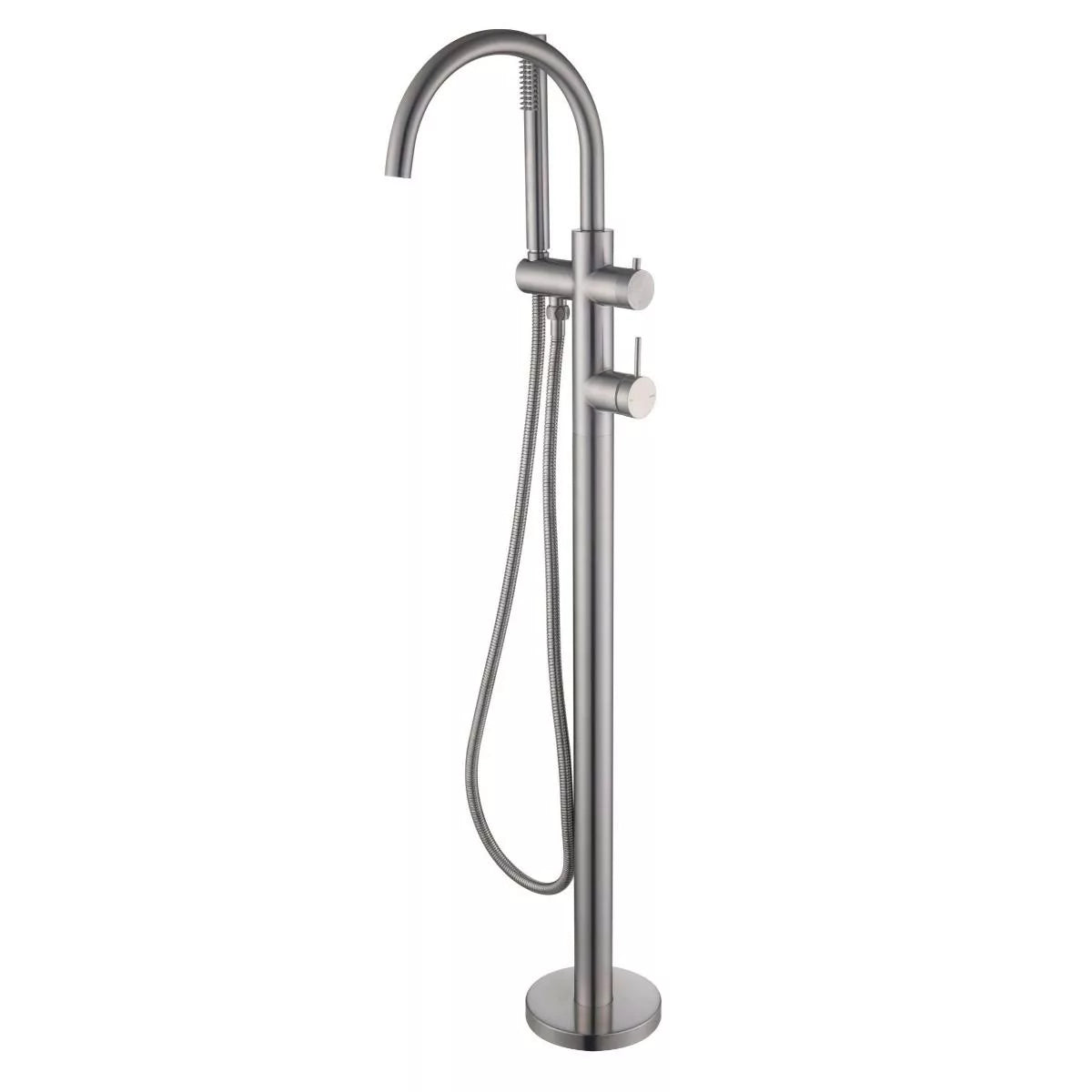 Mica - Brushed Nickel Freestanding Bath Spout, Mixer, and Handshower