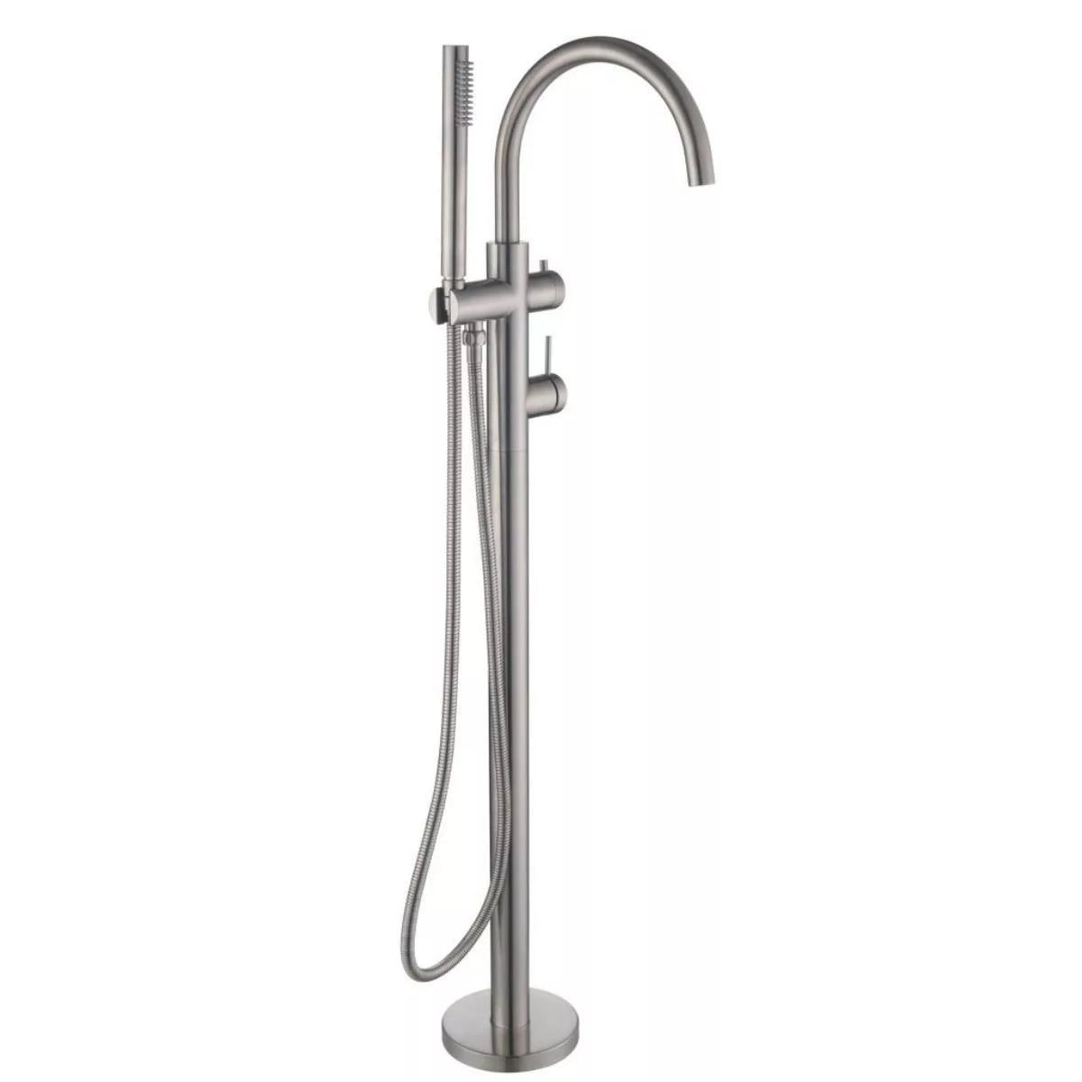 Mica - Brushed Nickel Freestanding Bath Spout, Mixer, and Handshower