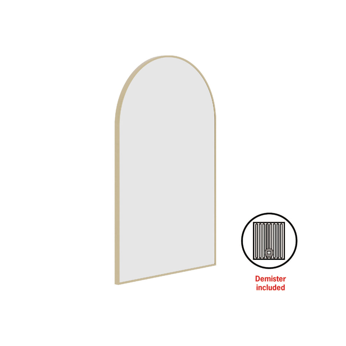 Ablaze - Juno Arch Gold Framed Mirror - 500x800mm - Includes Mirror Demister