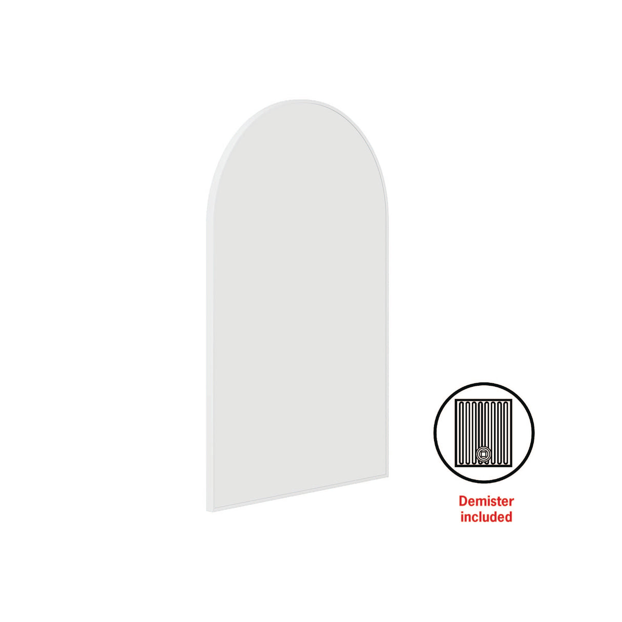 Ablaze - Juno Arch White Framed Mirror - 500x800mm - Includes Mirror Demister