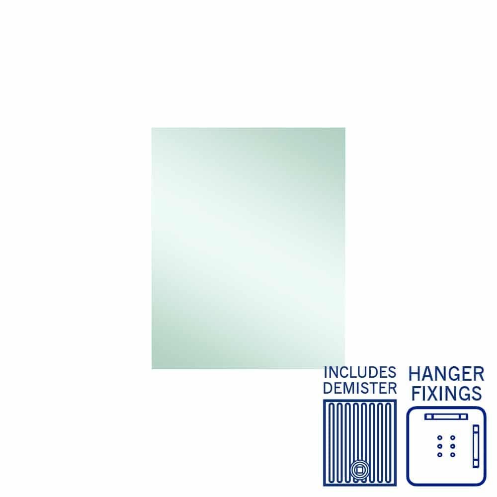 Ablaze - Jackson Rectangle Polished Edge Mirror - 600x750mm with Hangers and Demister