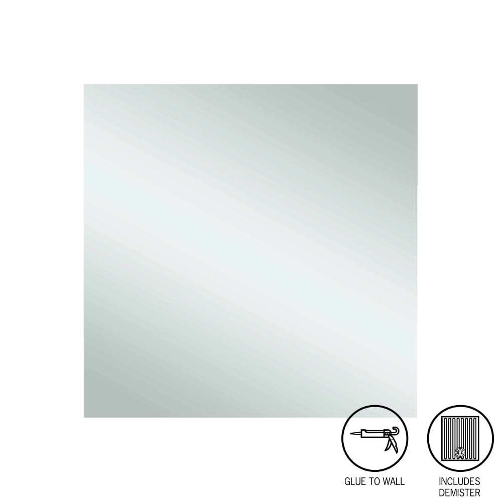 Ablaze - Jackson Square Polished Edge Mirror - 750x750mm Glue-to-Wall and Demister